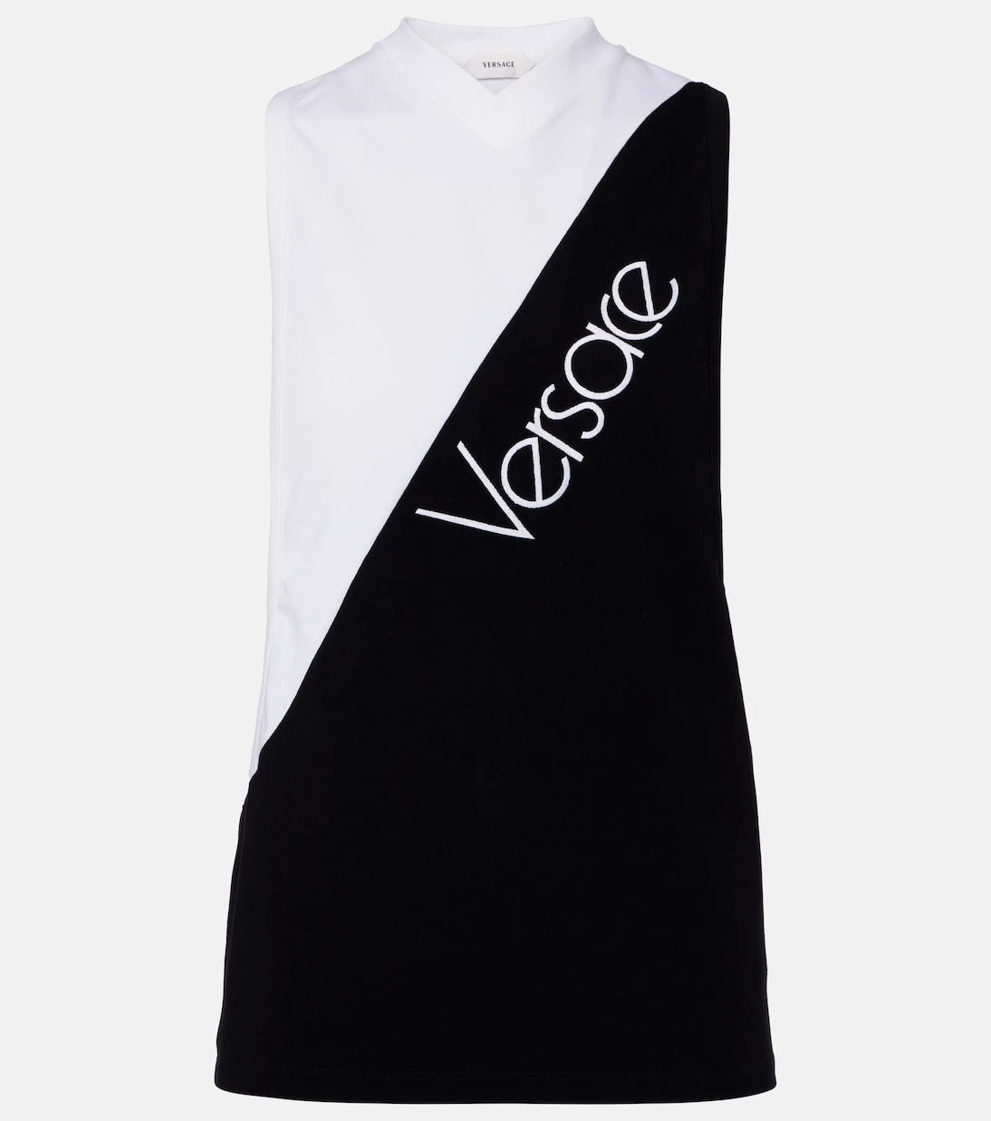 Versace - Logo embroidered cotton-blend tank top