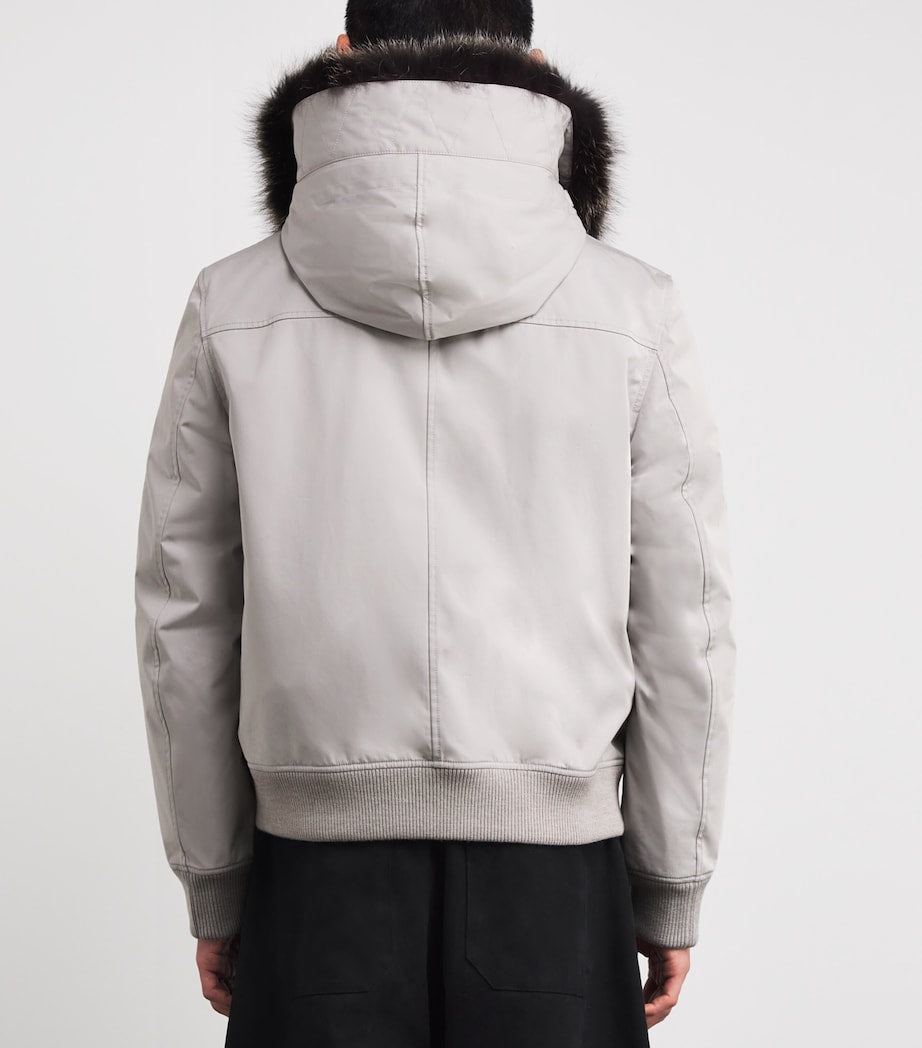 Yves Salomon White Down Coyote Fur-Trim Parka