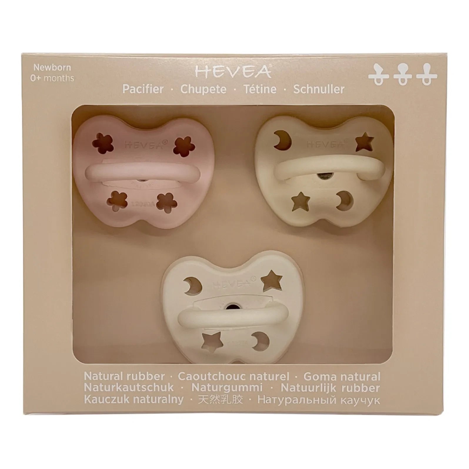 Hevea - Set of 3 Pacifiers Discovery Pack | Powder pink