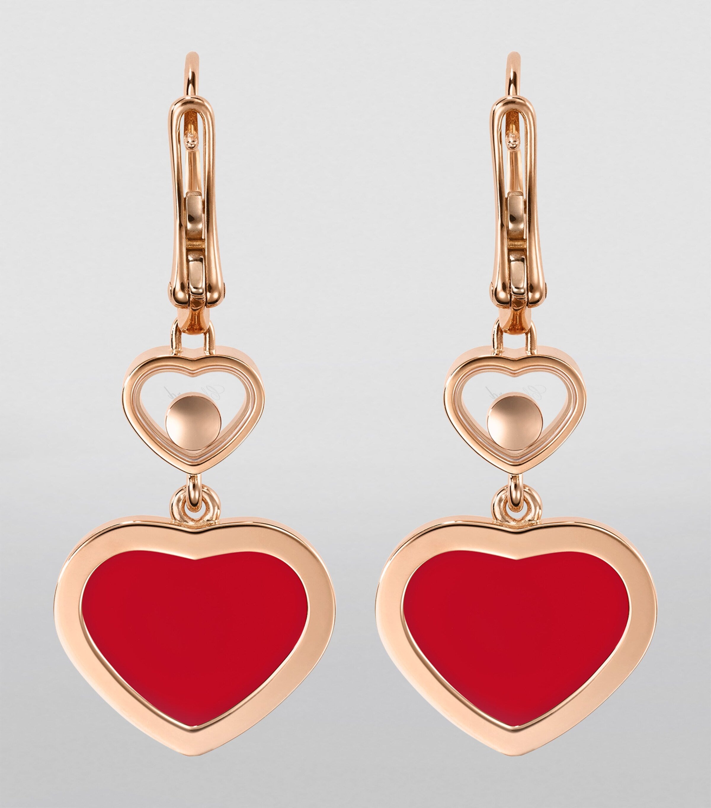 Rose Gold, Carnelian and Diamond Happy Hearts Earrings