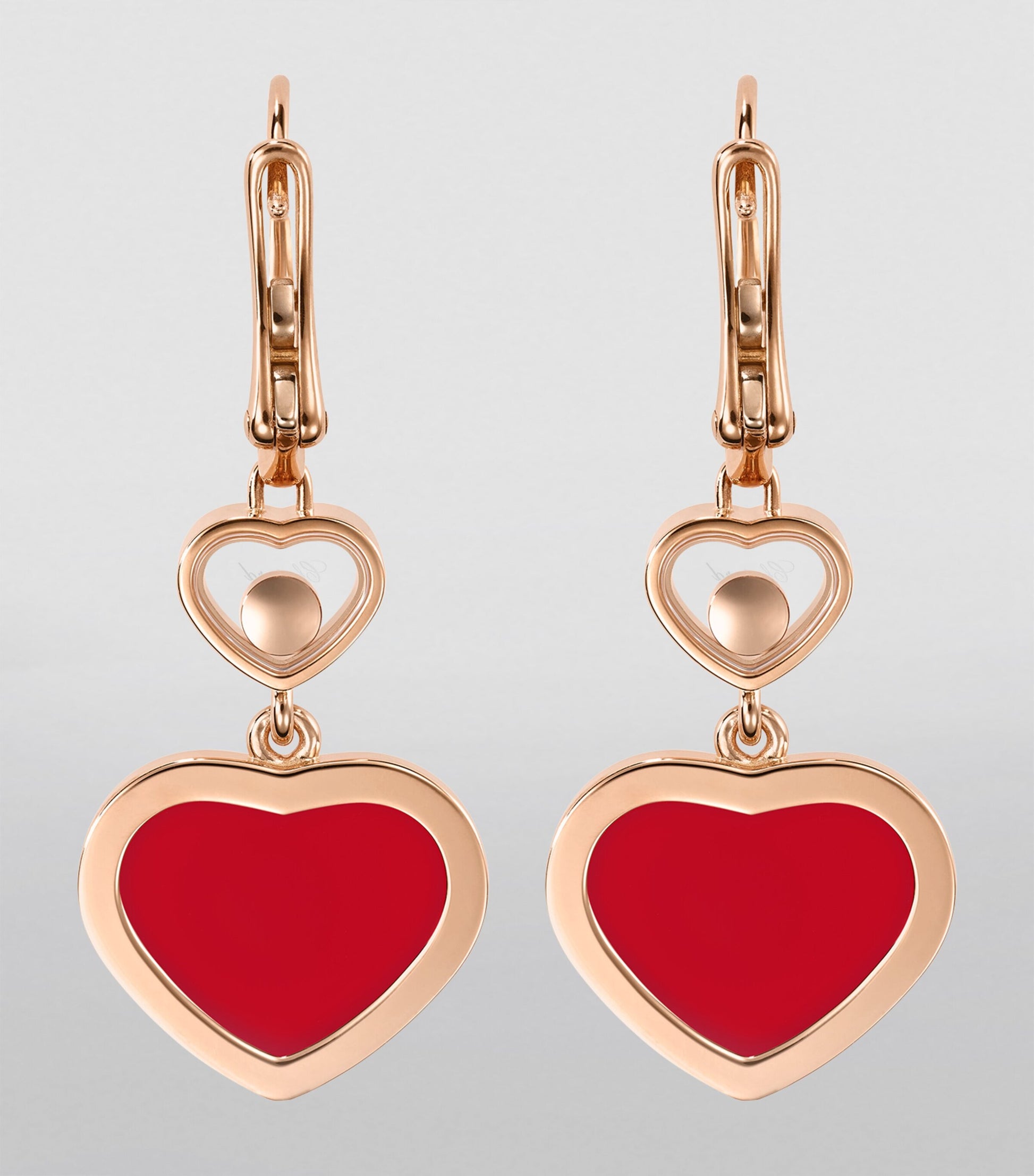 Rose Gold, Carnelian and Diamond Happy Hearts Earrings
