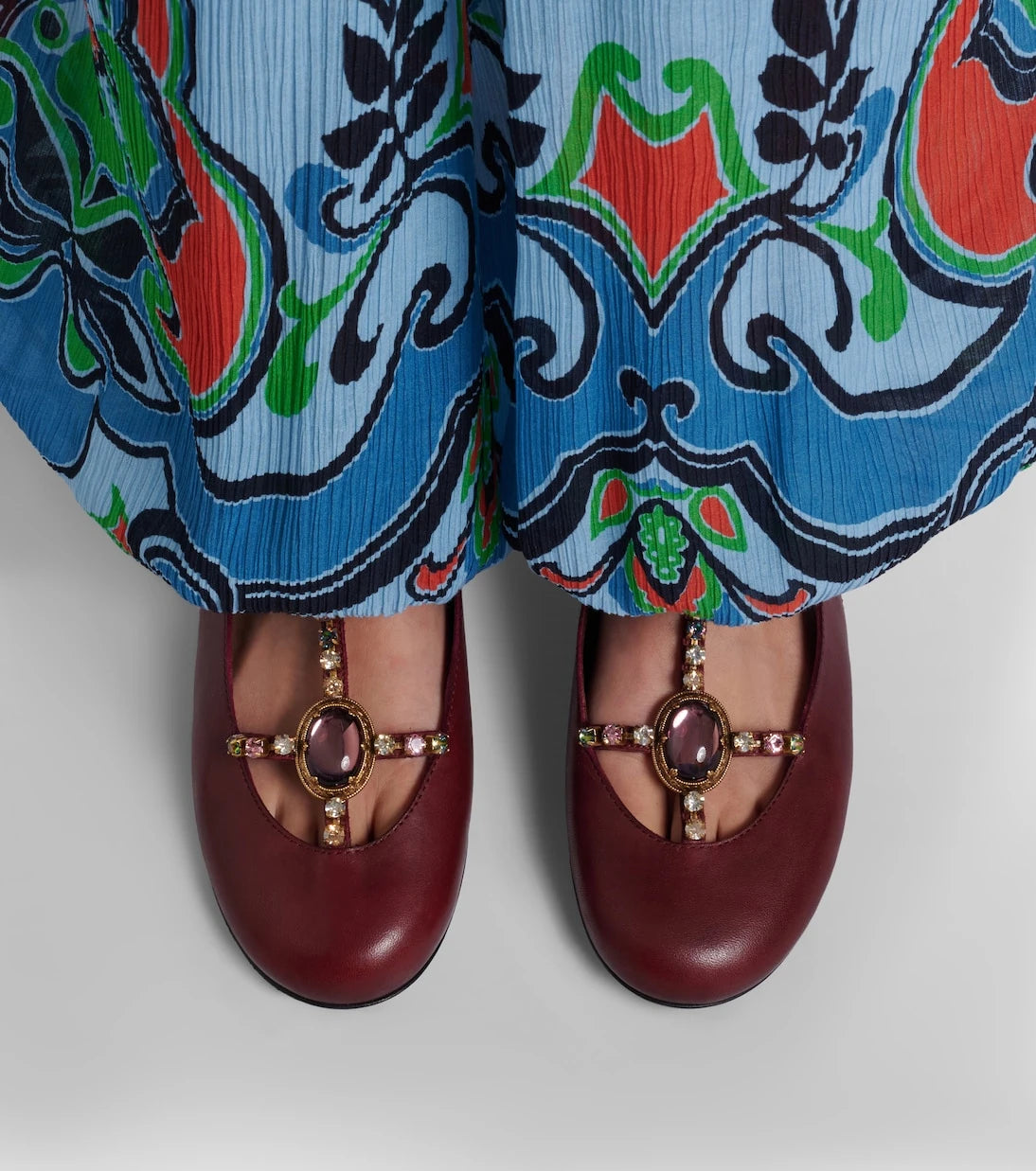 Etro - Embellished leather slingback flats