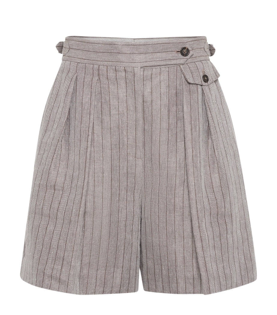 Brunello Cucinelli Brown Techno Linen Stripe Shorts