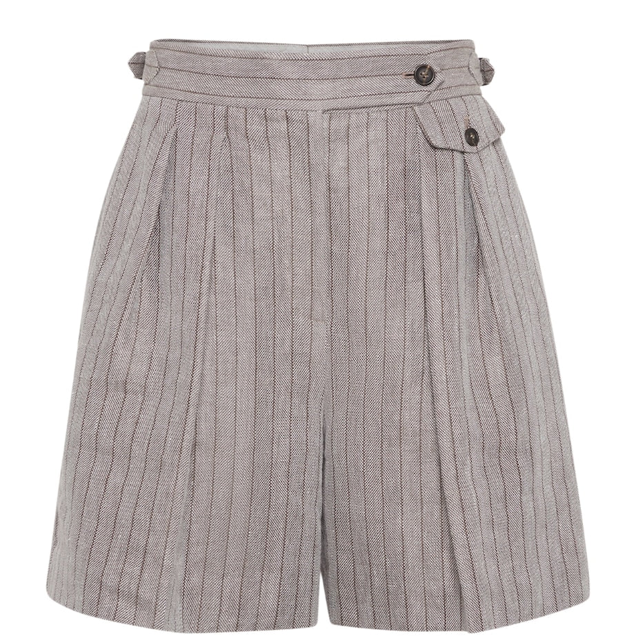 Brunello Cucinelli Brown Techno Linen Stripe Shorts