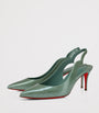 Christian Louboutin Green Hot Chick Sling Patent Leather Slingback Pumps 70