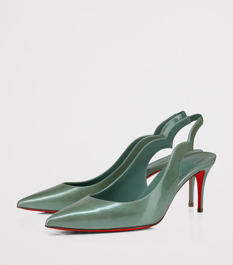 Christian Louboutin Green Hot Chick Sling Patent Leather Slingback Pumps 70