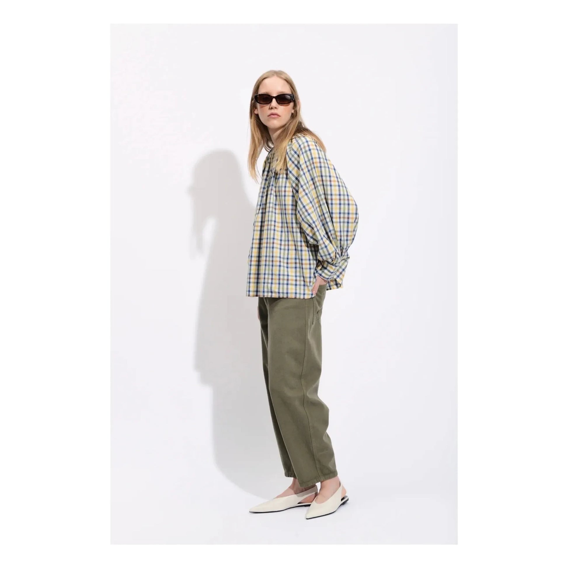 BELLEPIECE - Ernesto Cotton plaid blouse | Blue