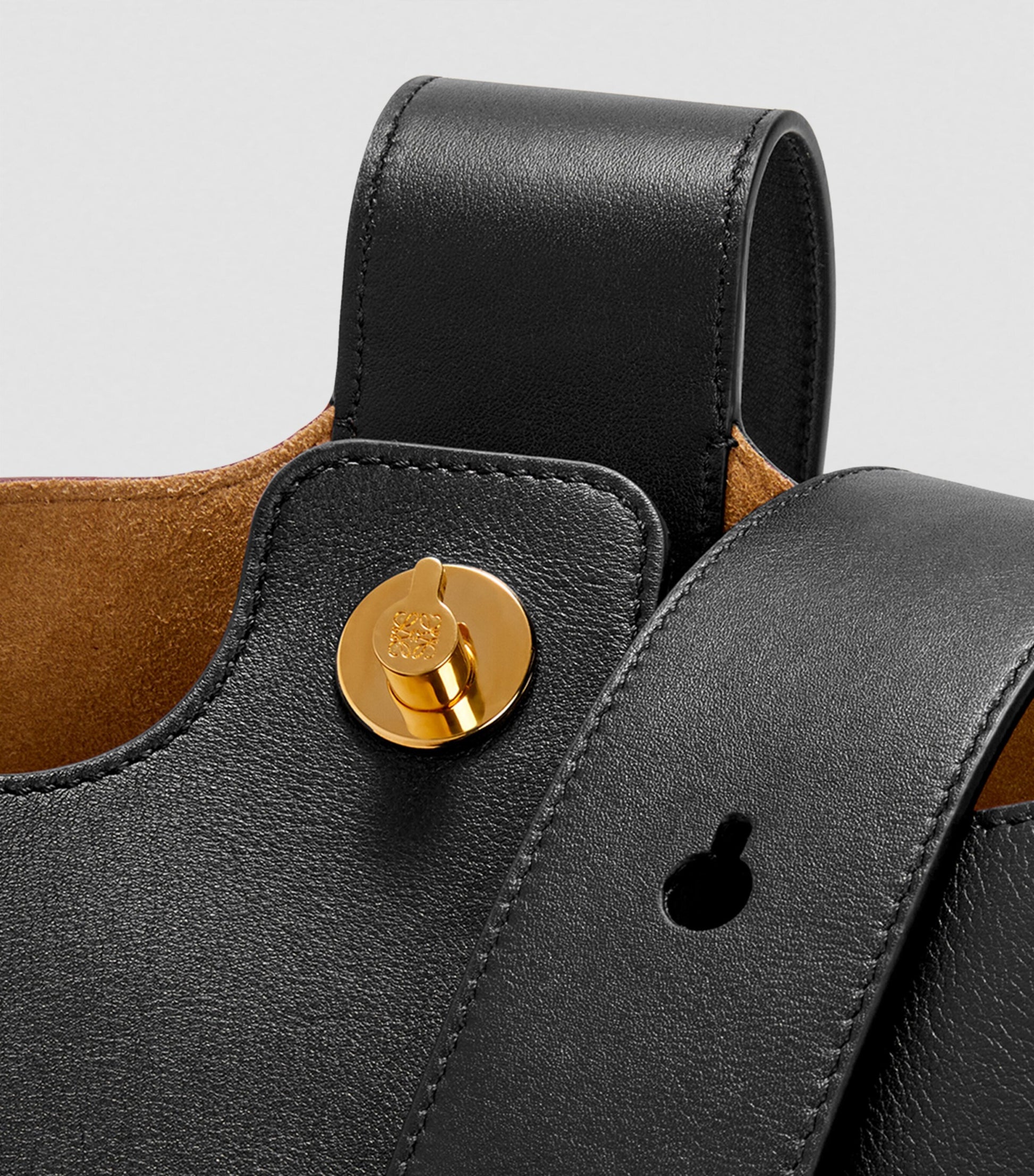 LOEWE Black Medium Pebble-Calfskin Bucket Bag