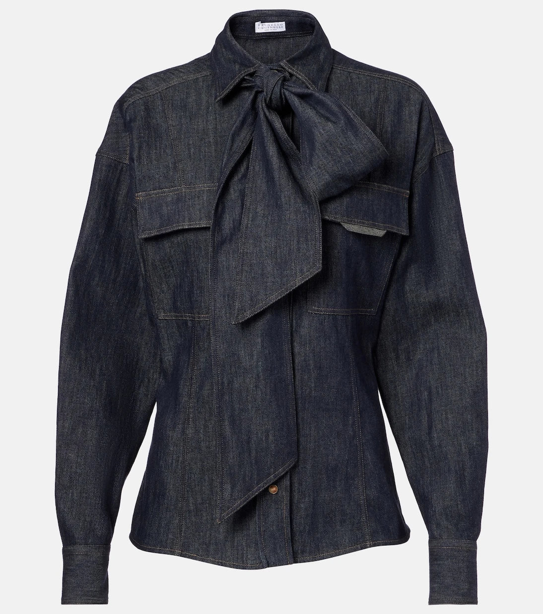 Brunello Cucinelli - Bow-tie cotton blouse