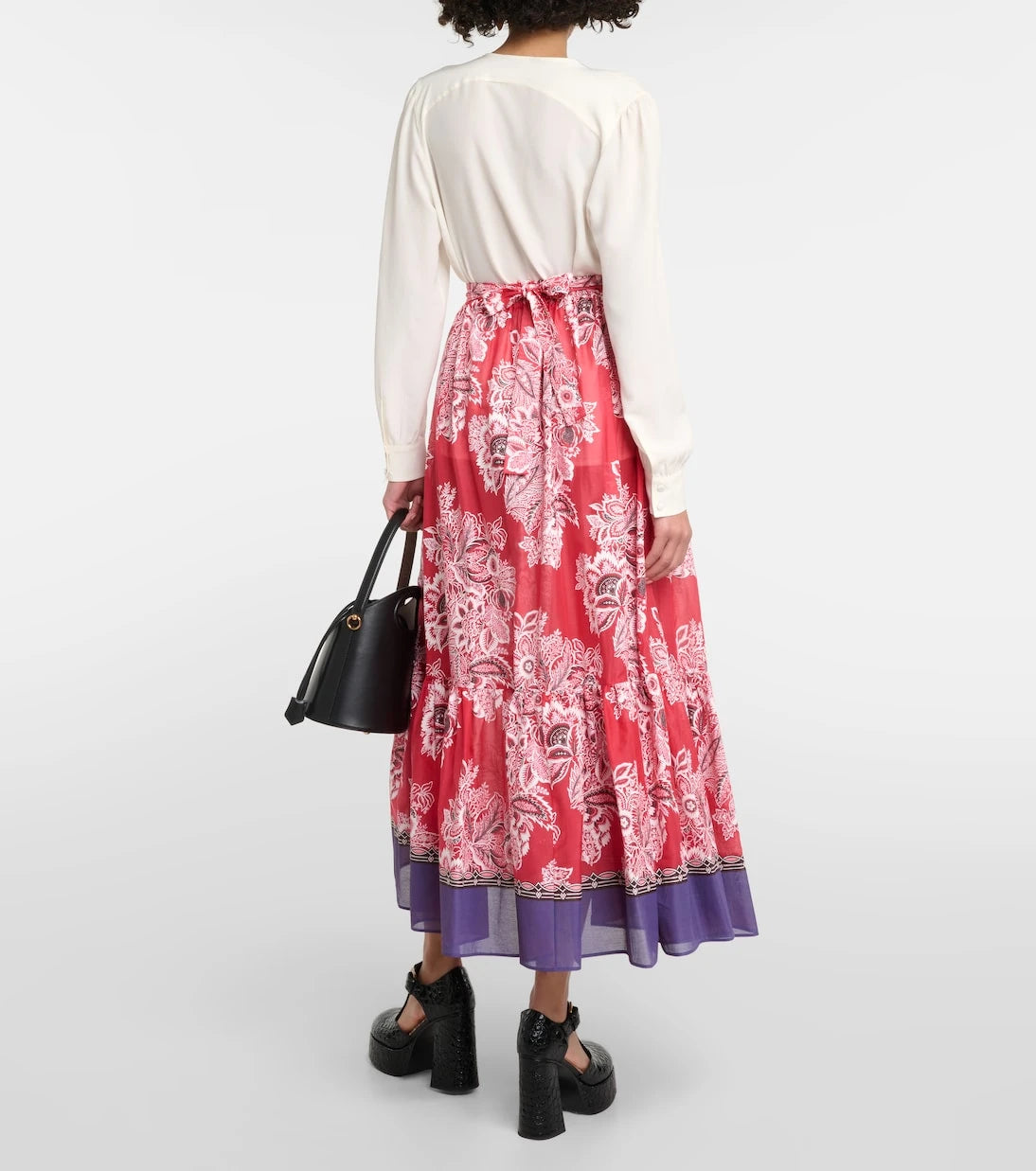 Etro - High-rise cotton and silk maxi skirt