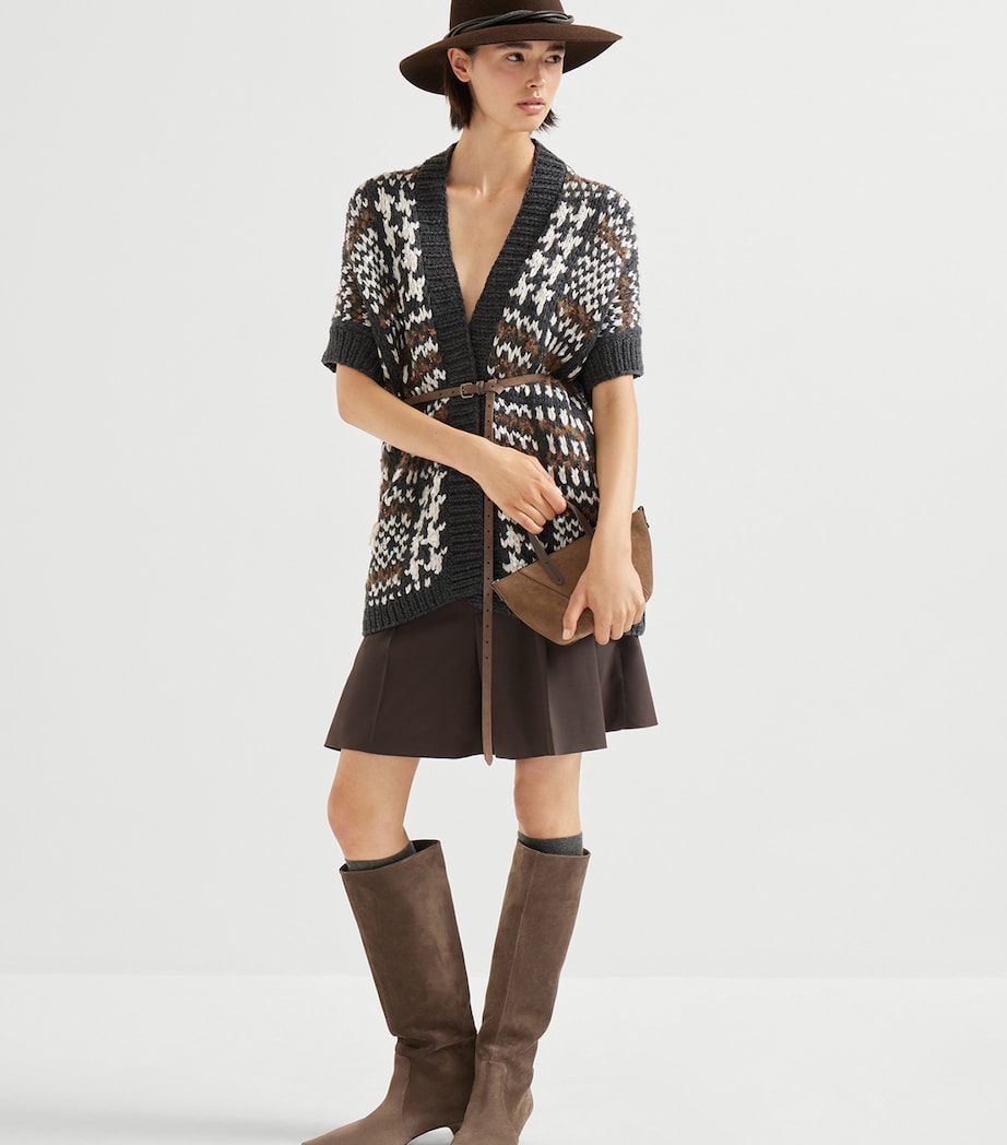 Brunello Cucinelli Black Cashmere Belted Opera Cardigan