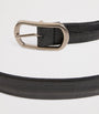 Black Crocodile-Embossed Leather Belt
