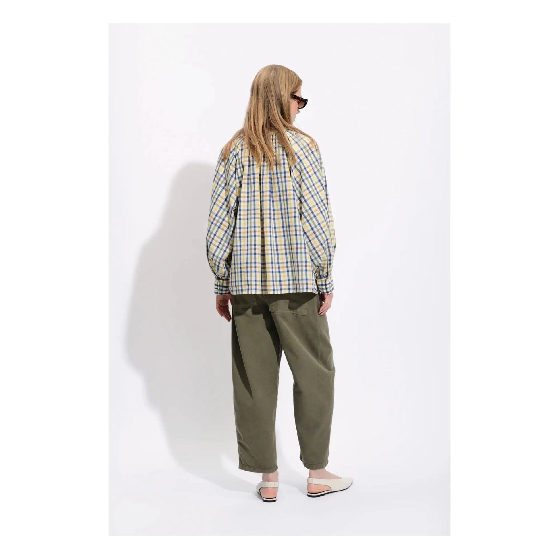 BELLEPIECE - Ernesto Cotton plaid blouse | Blue