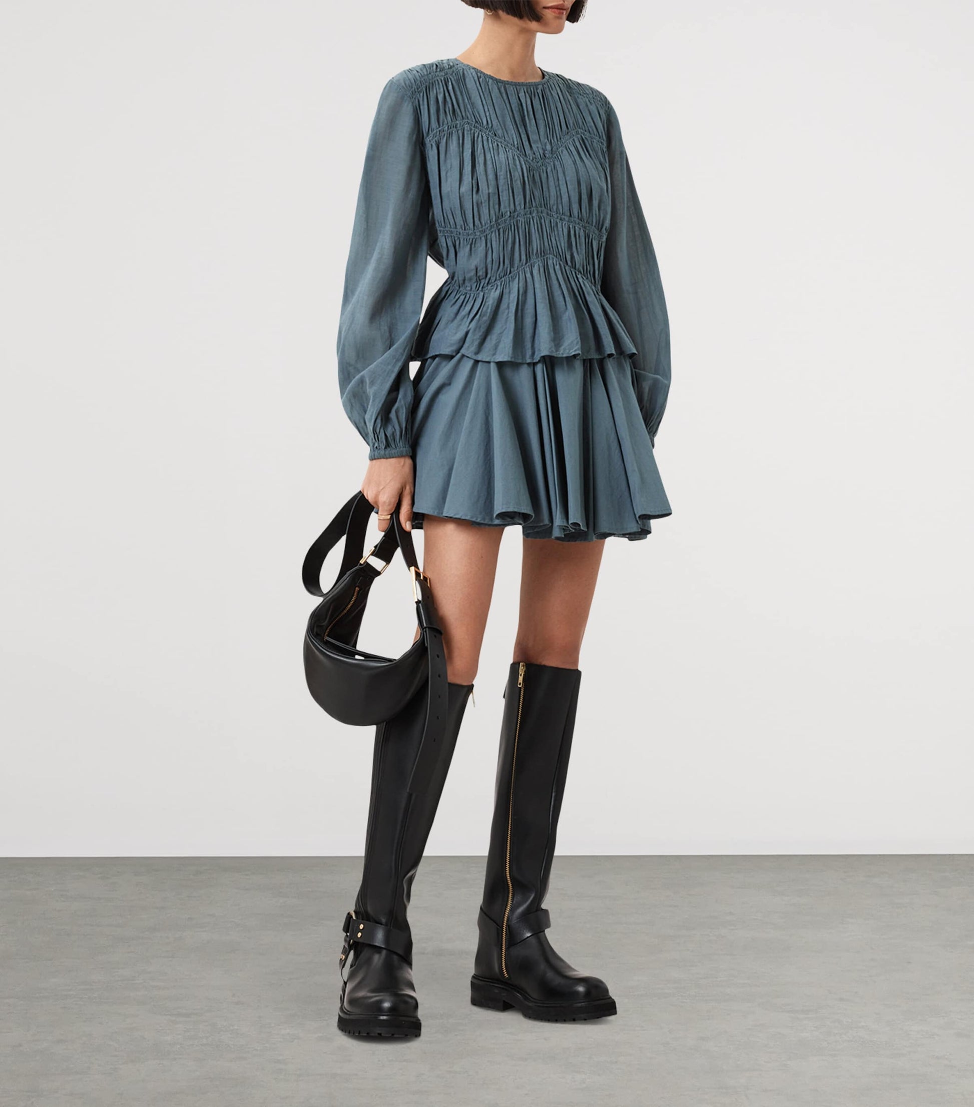 Blue Organic Cotton Tulip Mini Skirt