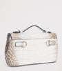 Analeena Grey Crocodile Leather Top-Handle Bag