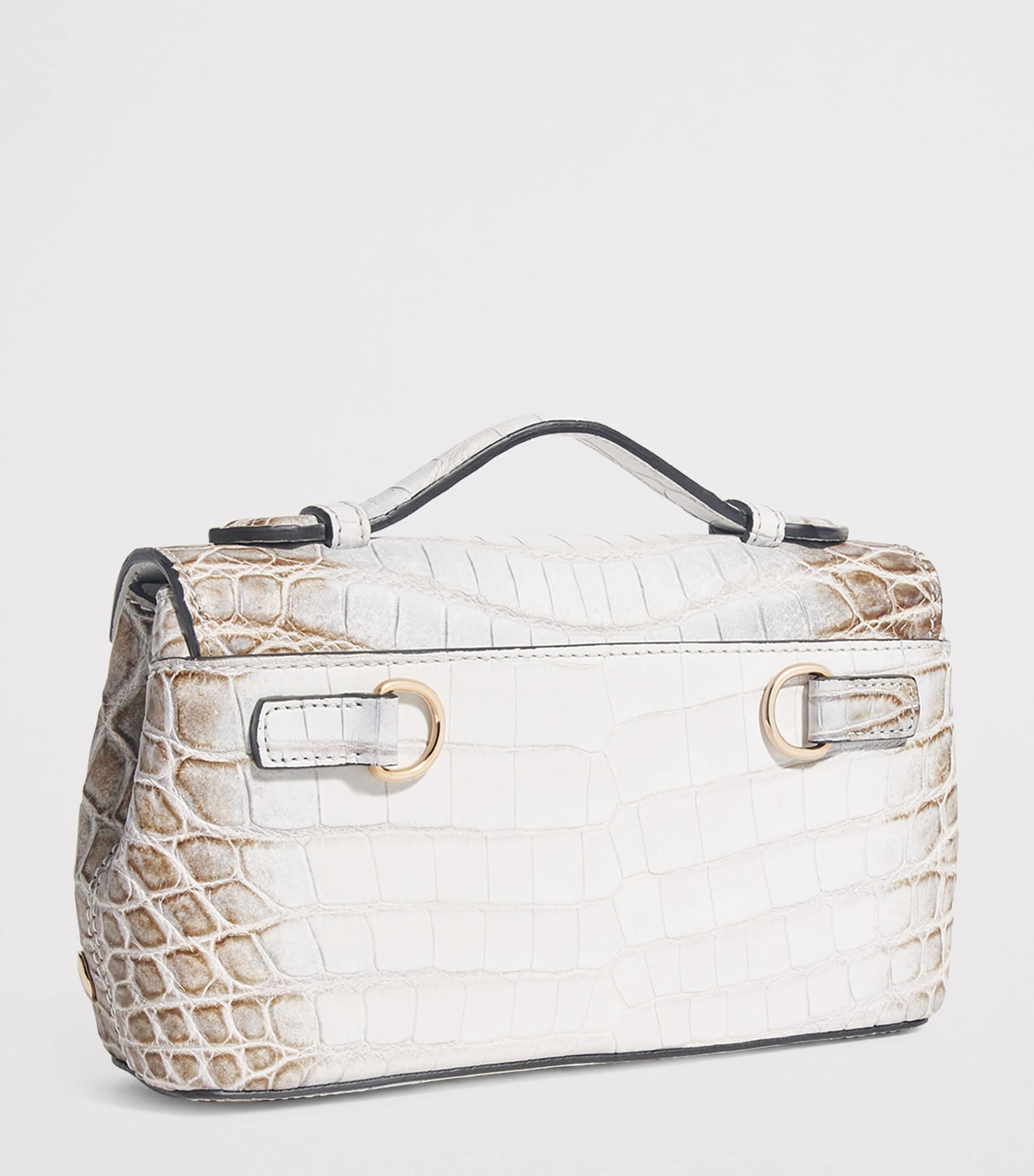 Analeena Grey Crocodile Leather Top-Handle Bag