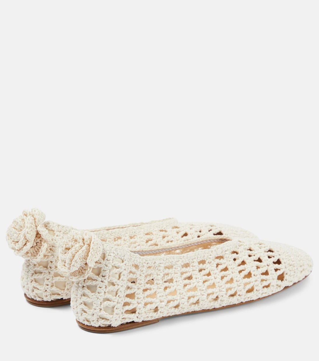 Magda Butrym - Floral-appliqué crochet ballet flats
