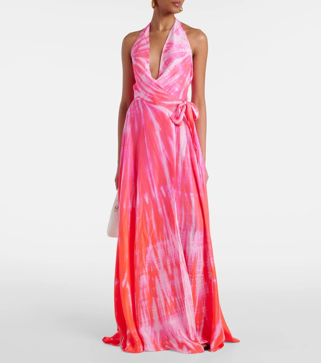 Anna Kosturova - Tie-dye halterneck silk wrap dress