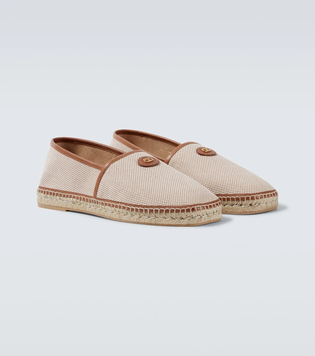 Valentino Garavani - VLogo leather-trimmed canvas espadrilles