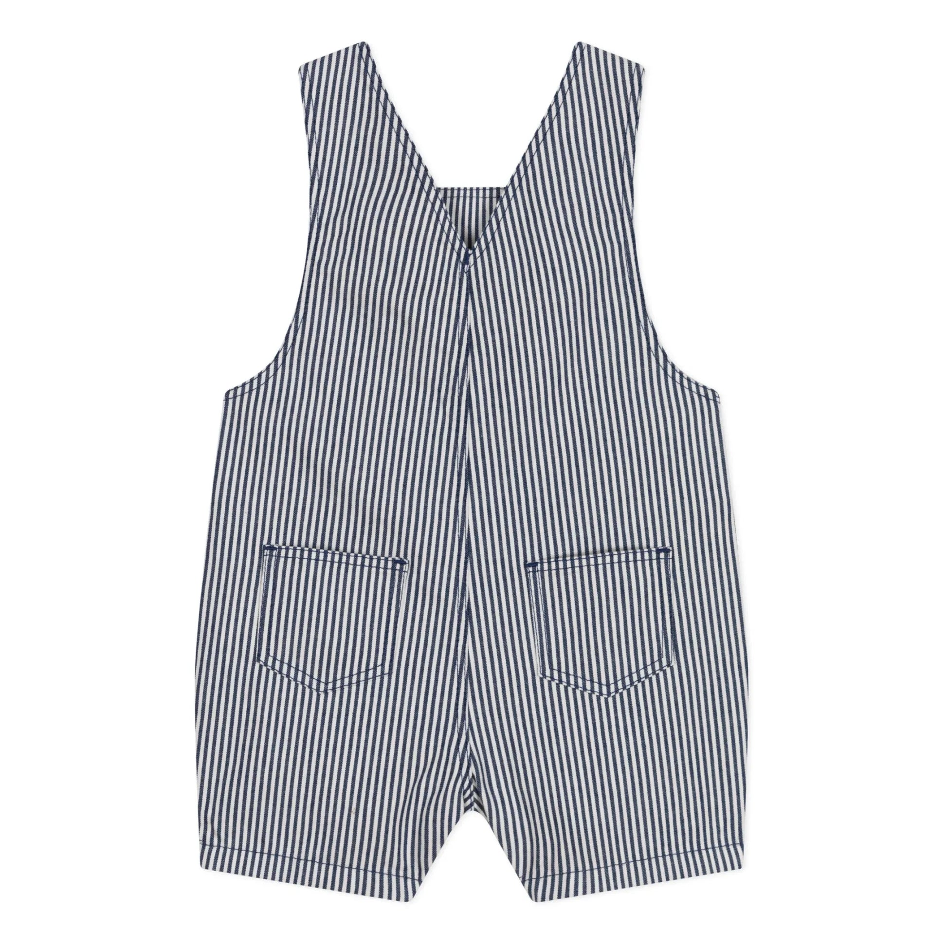 Petit Bateau - Striped Mini Dungarees | Navy blue