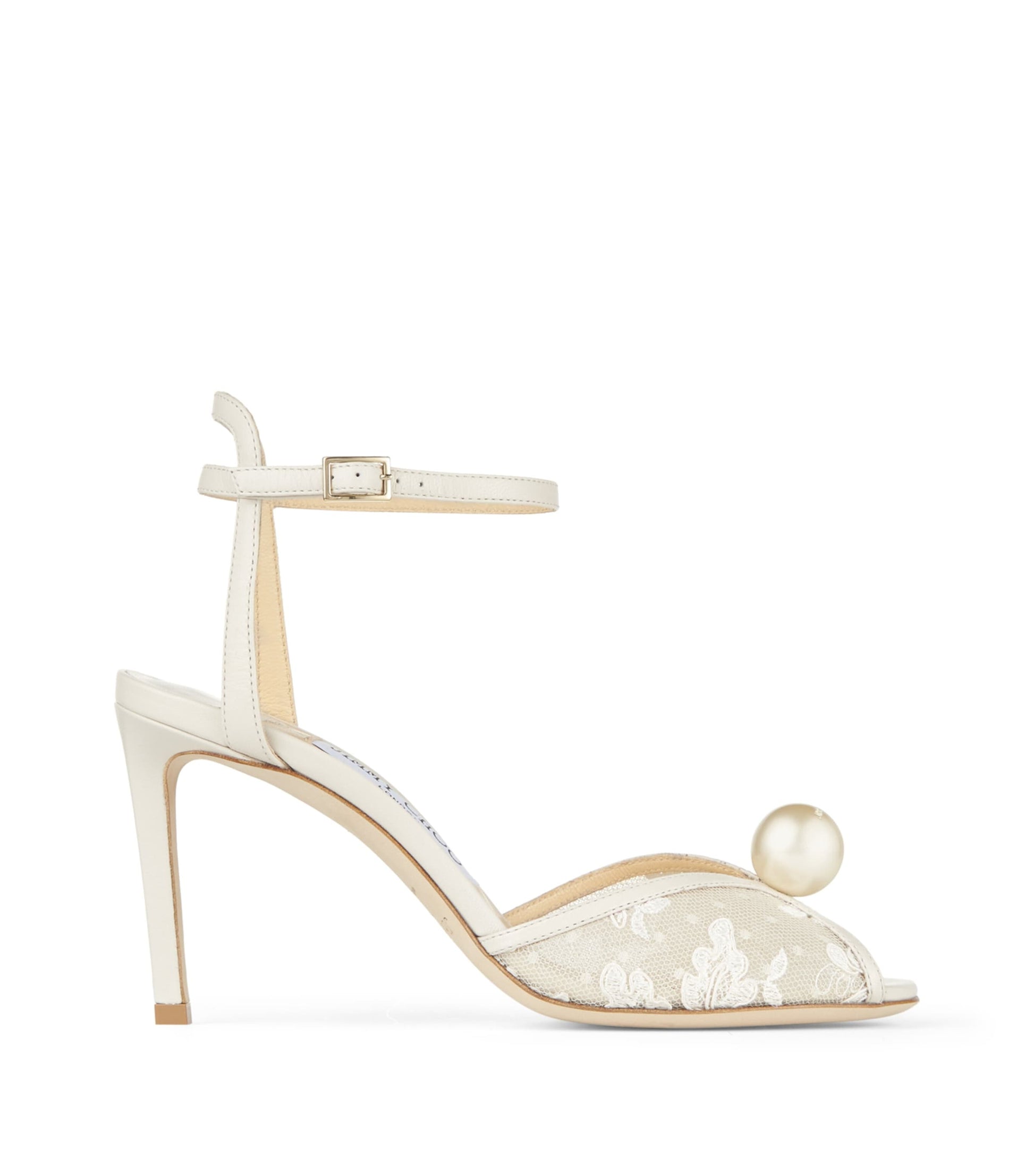 Jimmy Choo Neutral Sacora 85 Lace Leather Sandals