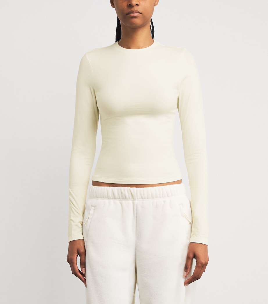 Skims Ivory Cotton Jersey Long-Sleeve T-Shirt