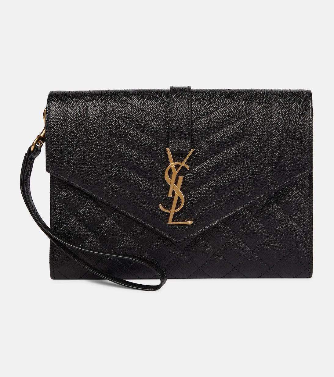 Saint Laurent - Envelope matelassé leather clutch