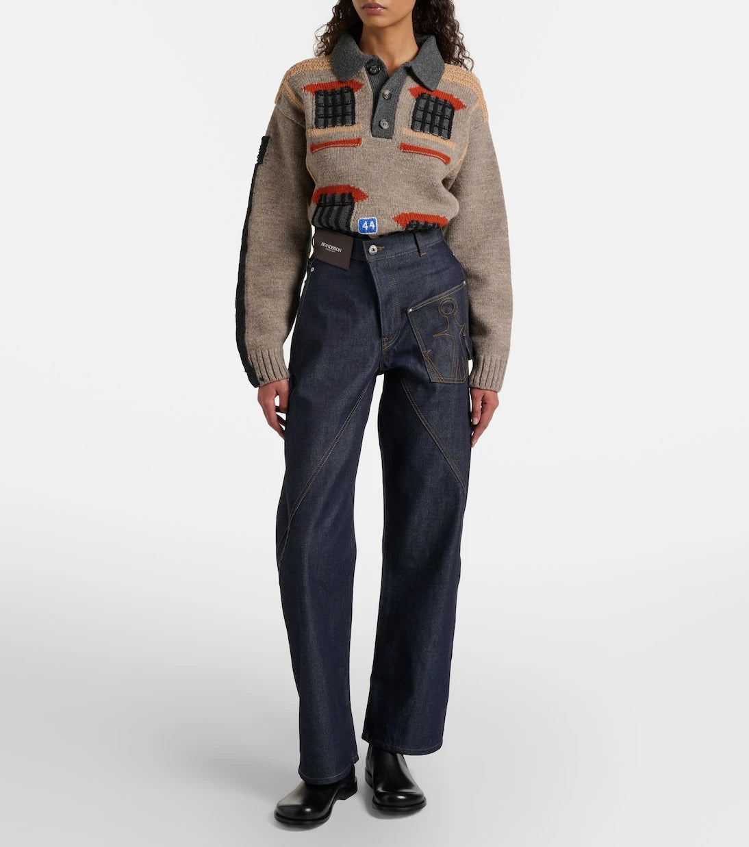 JW Anderson - Embroidered high-rise straight jeans