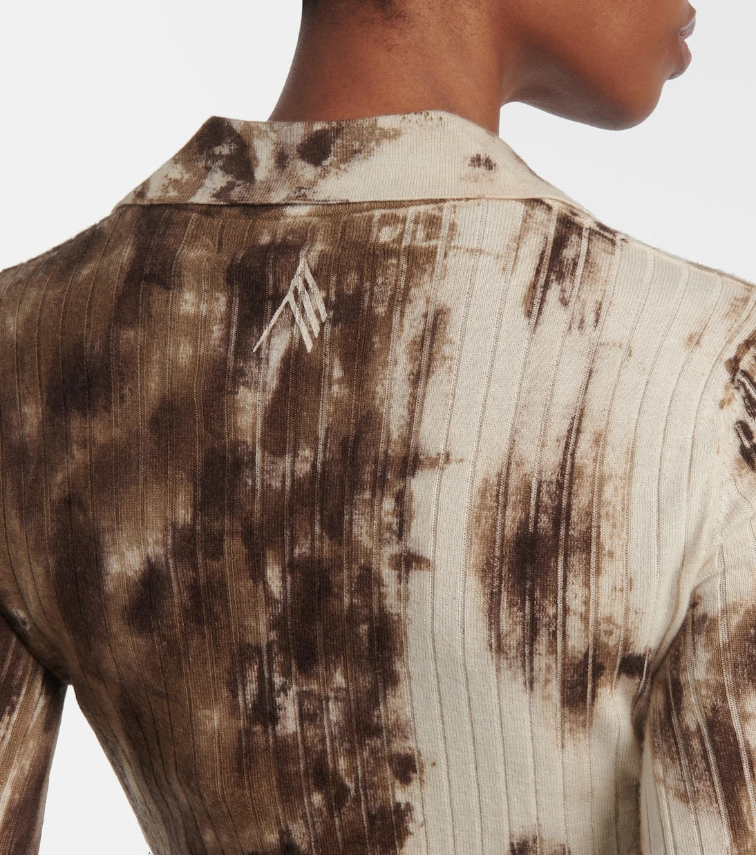 The Attico - Printed cashmere and silk polo sweater