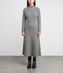 Johnstons Of Elgin Grey Cashmere-Blend Ribbed Midi Knitted Dress