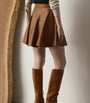 Ralph Lauren Collection Beige Leather Flared Skirt