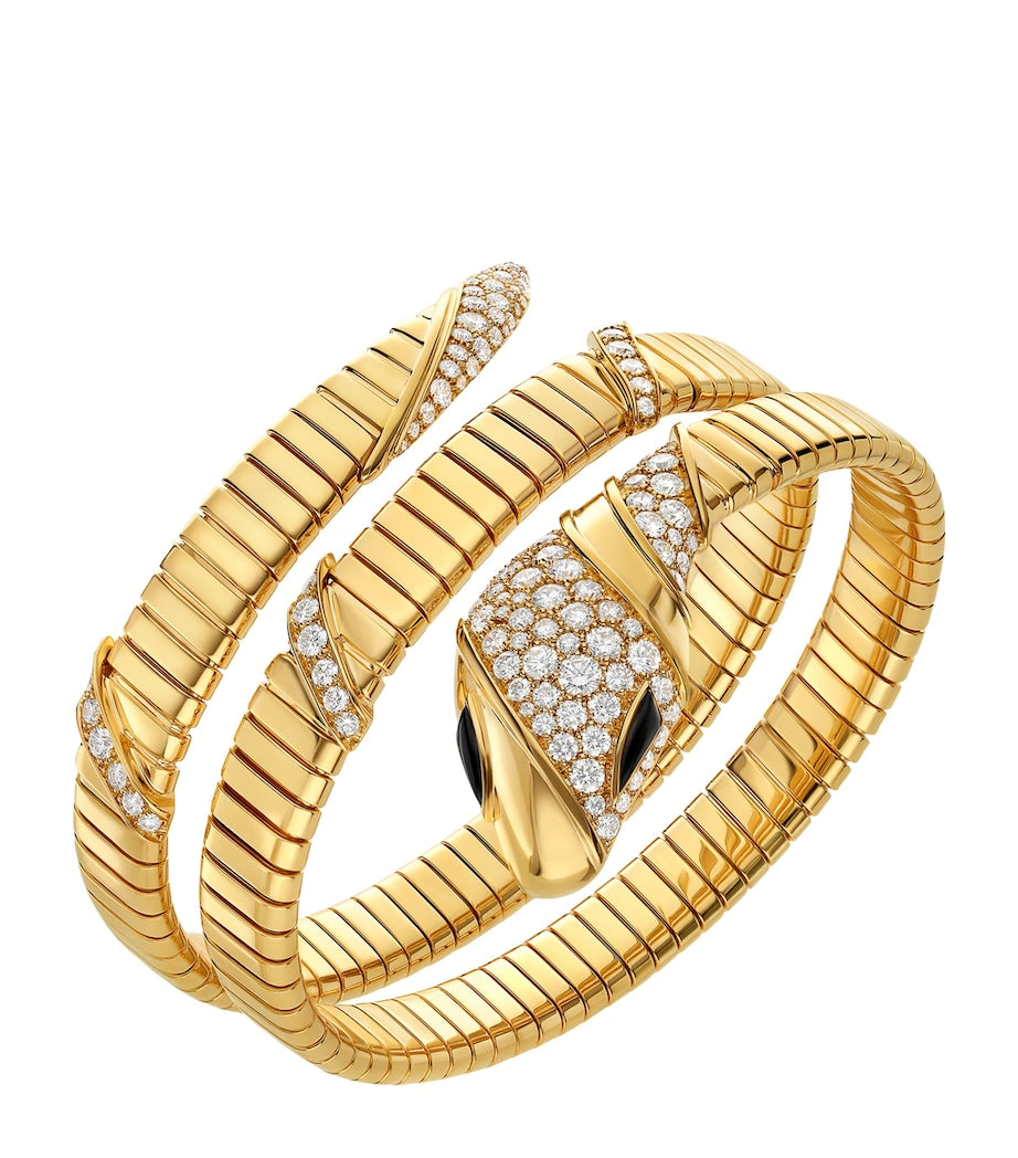 Yellow Gold and Diamond Serpenti Tubogas Bracelet