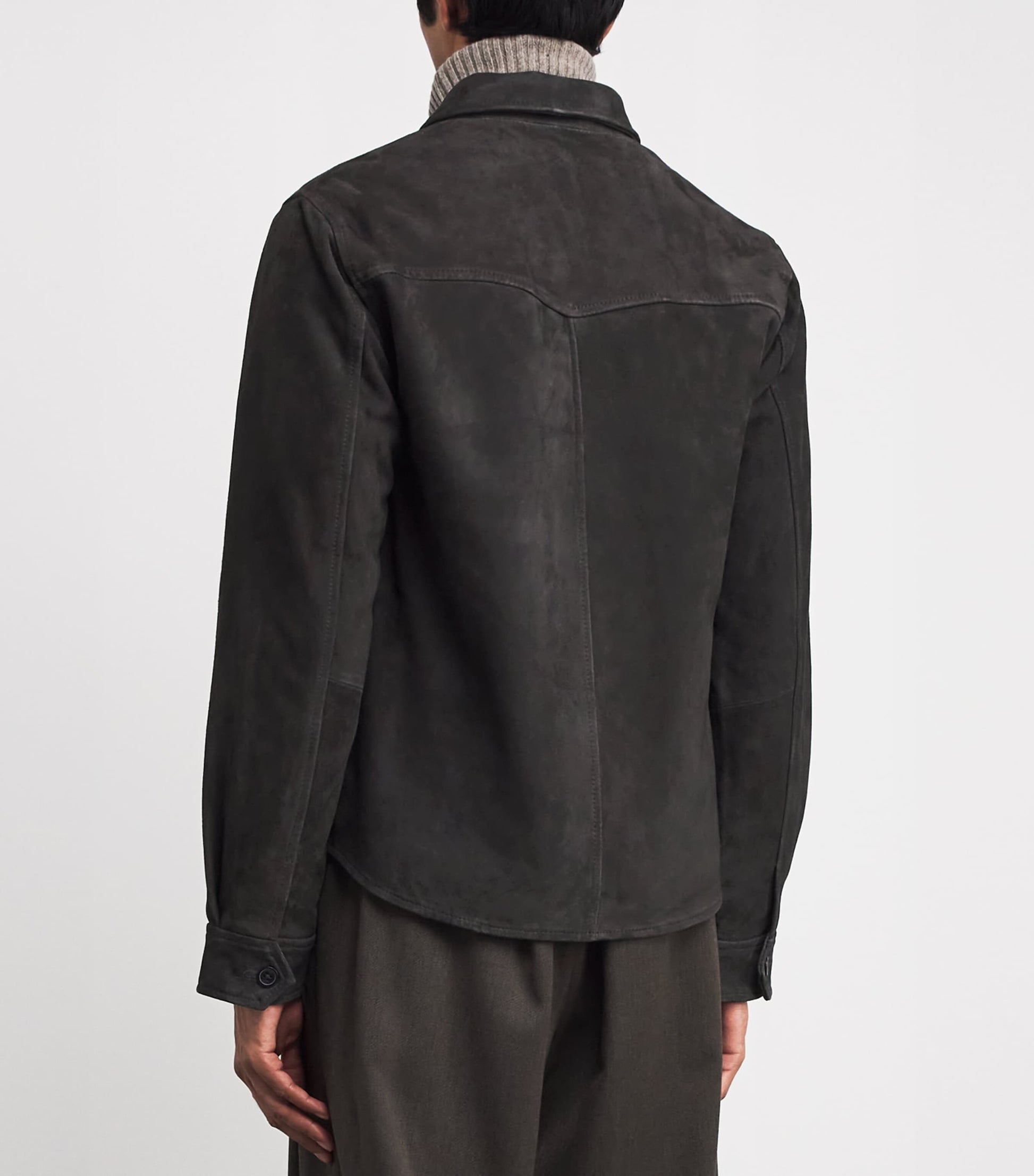 Officine Generale Black Suede Zip Overshirt