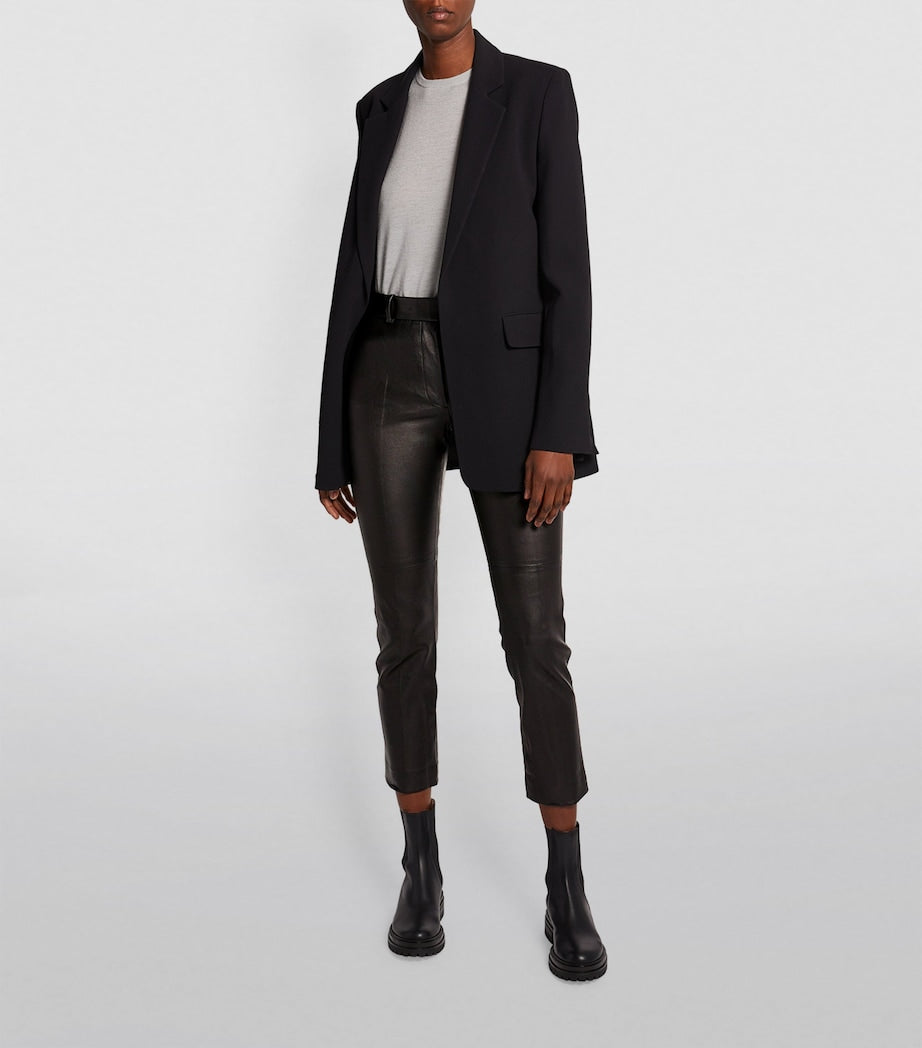 Joseph Black Leather Coleman Trousers