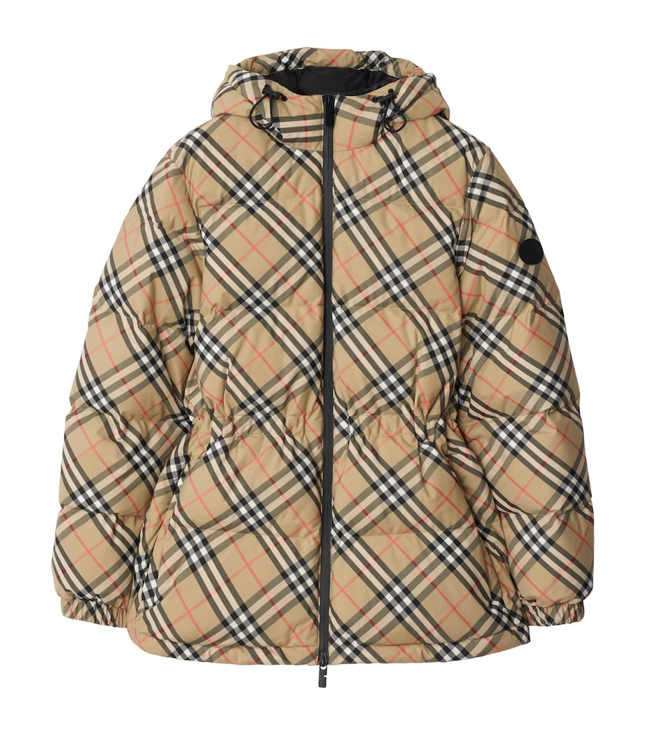 Burberry Beige Quilted Check Puffer Jacket