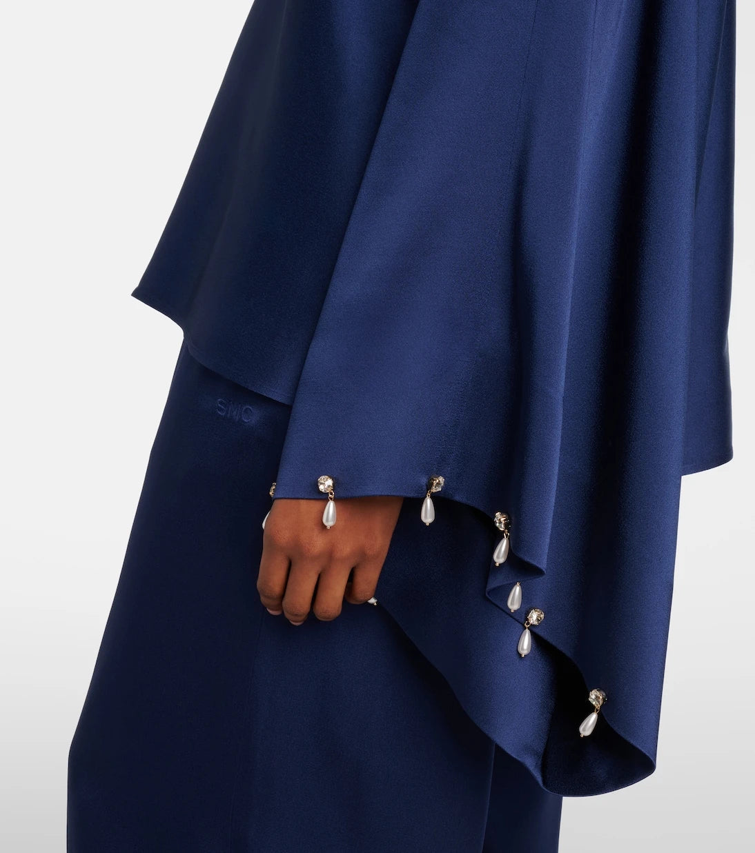 Stella McCartney - Faux pearl-embellished satin top