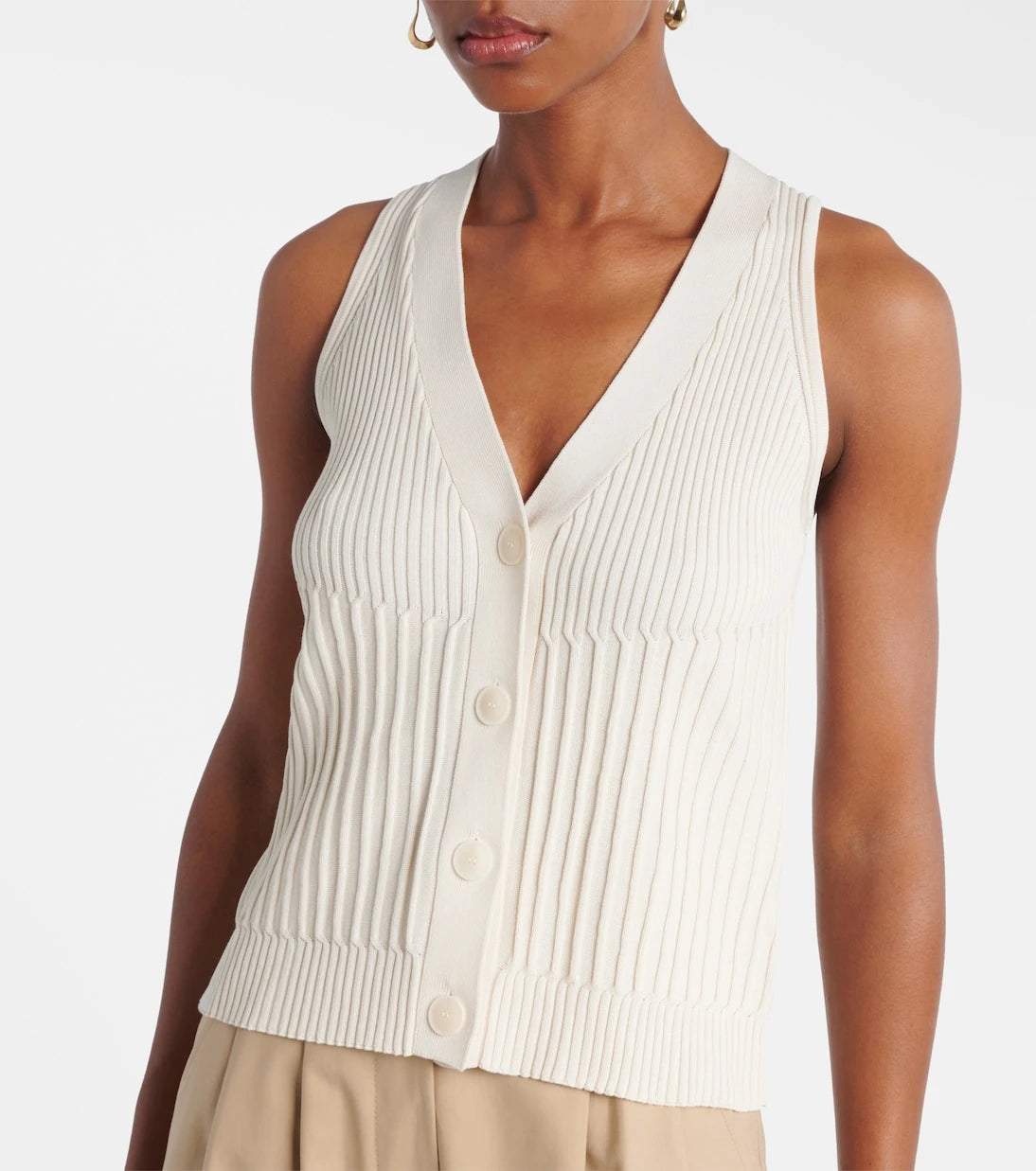 Max Mara - Bimba fitilli örgü pamuk karışımlı yelek