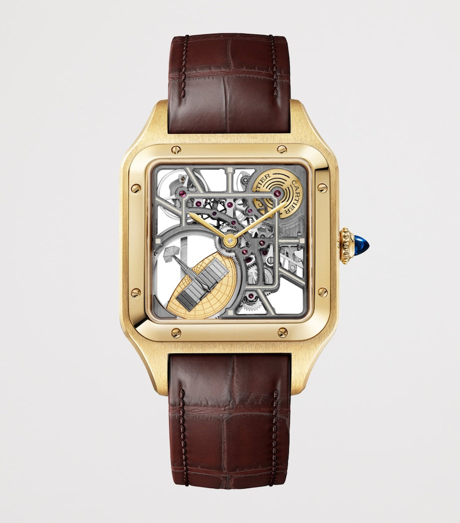 Cartier Large Yellow Gold Santos-Dumont Skeleton Watch 43.5mm