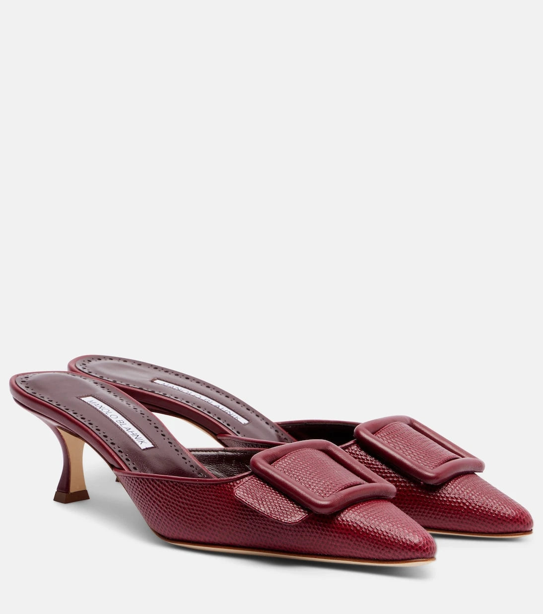 Manolo Blahnik - Maysale 50 snake-effect leather mules