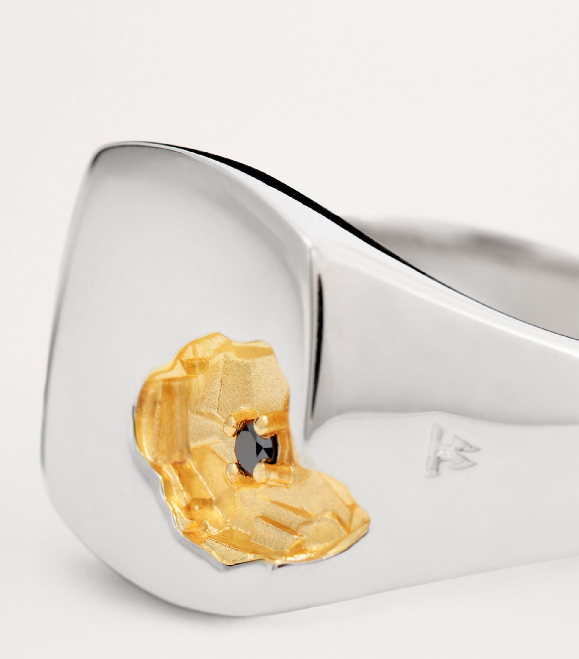 Sterling Silver and Black Diamond Signet Ring