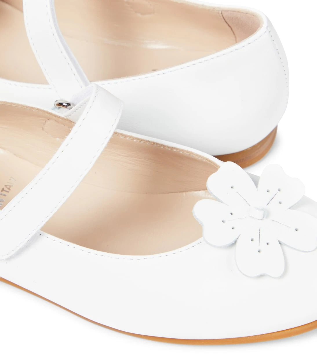 Il Gufo - Floral-appliqué leather Mary Jane flats