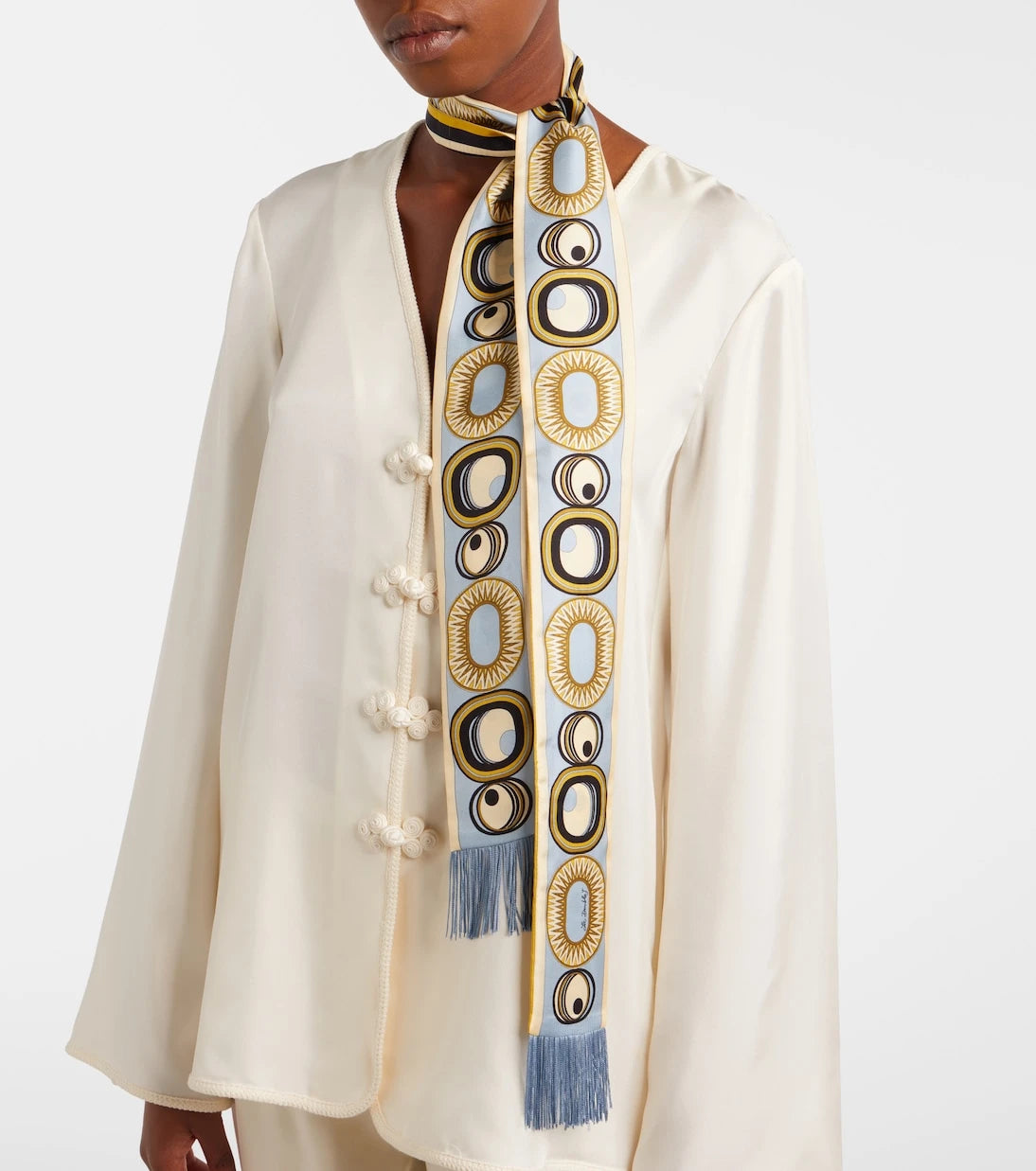 La DoubleJ - Fringed printed silk twill scarf