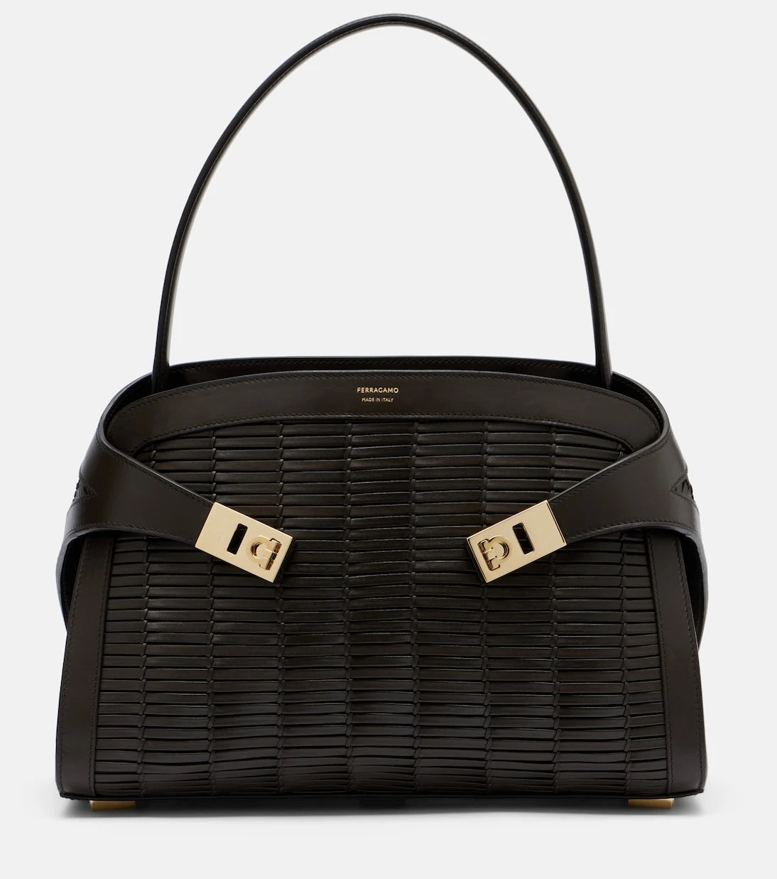 Ferragamo - Hug Medium woven leather shoulder bag