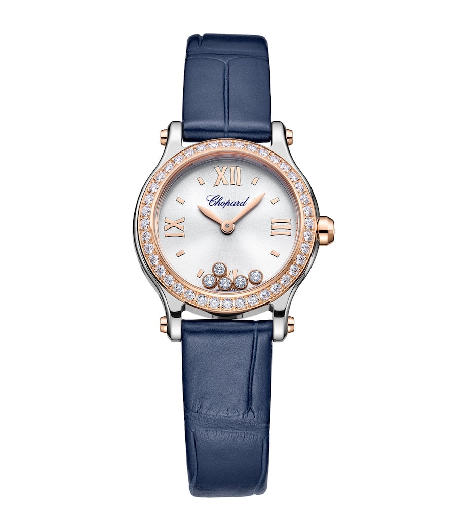 Rose Gold, Stainless Steel and Diamond Happy Sport Watch 25mm