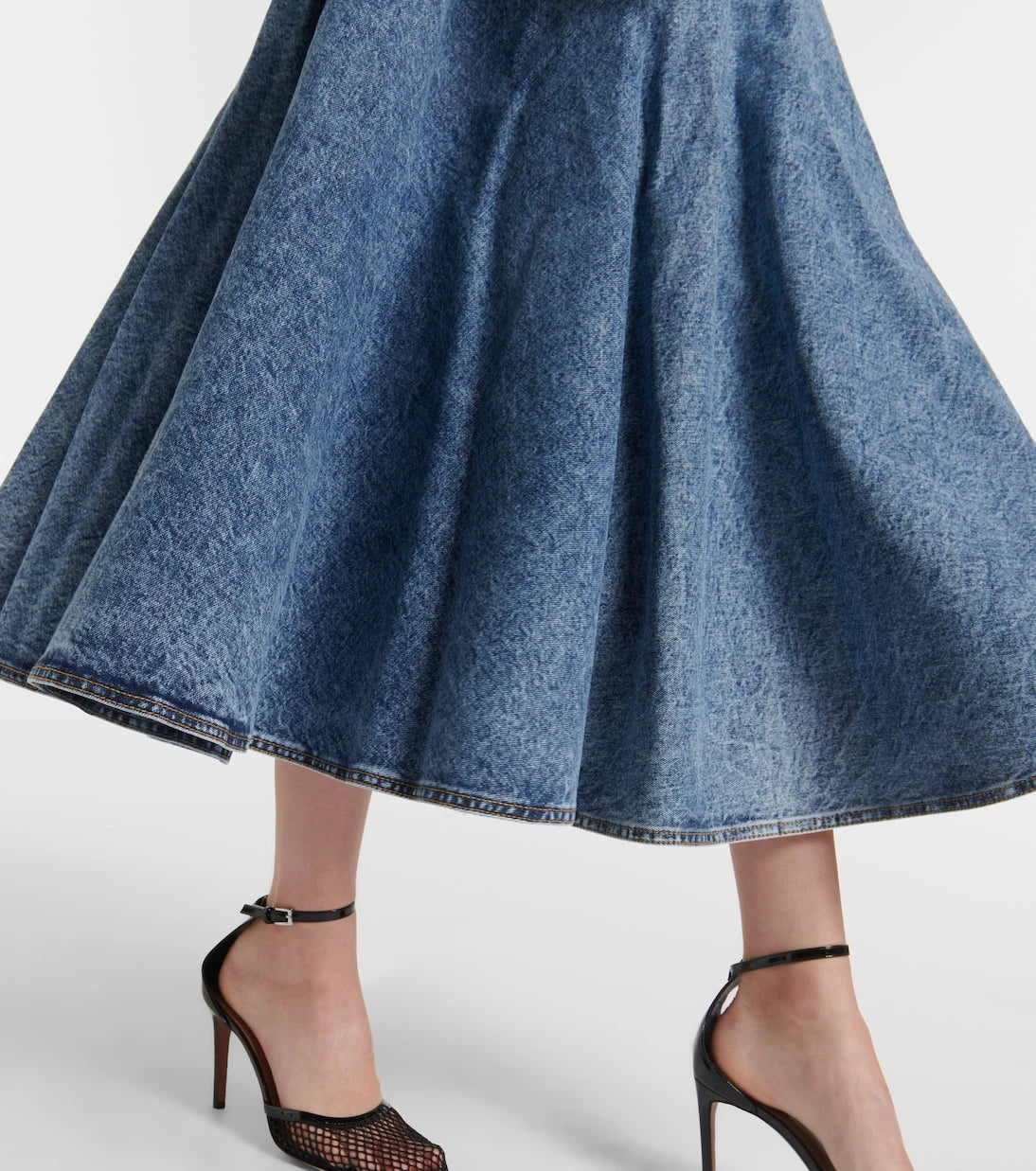 Alaïa - Denim and cotton jersey midi skirt