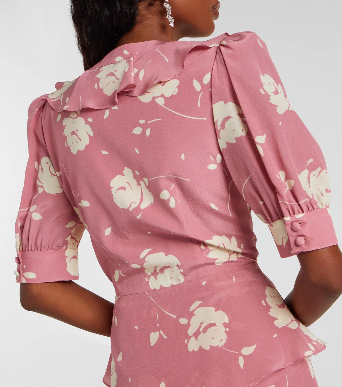 Alessandra Rich - Floral ruffled silk midi dress