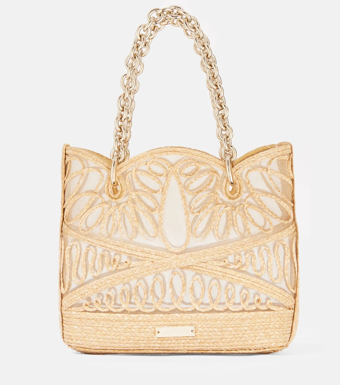 Aquazzura - Kahlo Mini logo raffia tote bag