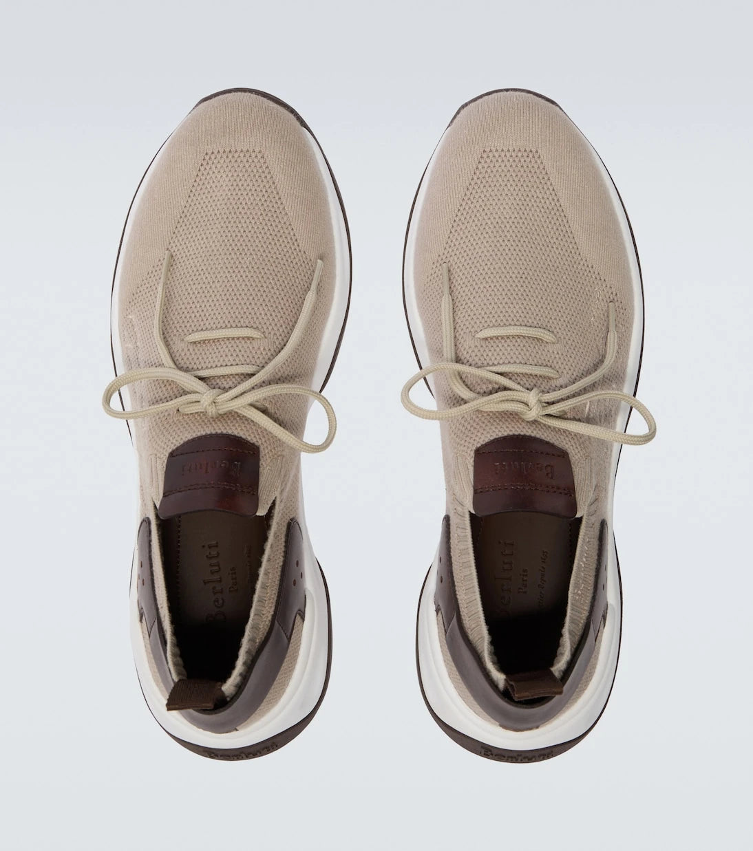 Berluti - Shadow leather-trimmed knitted sneakers