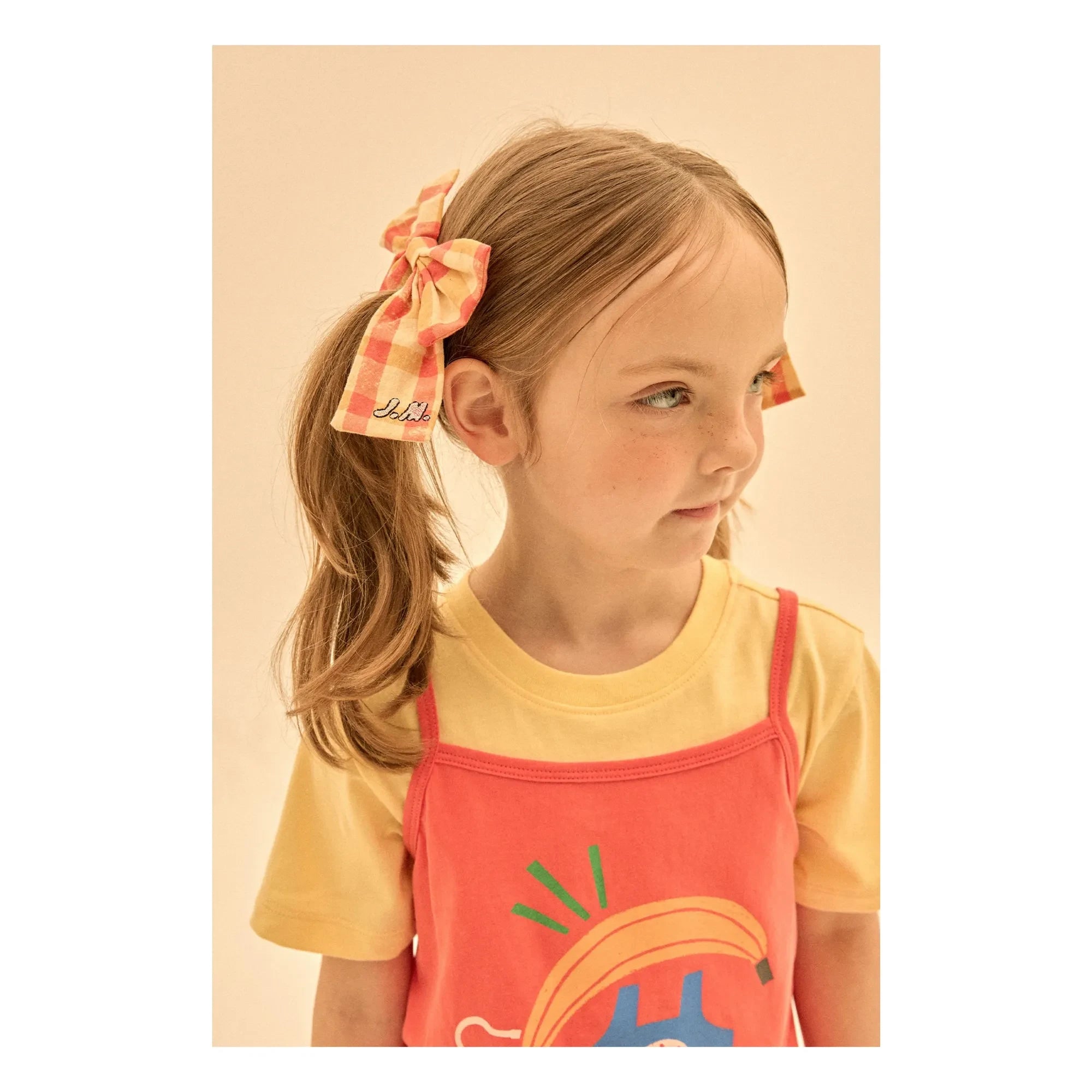 Jelly Mallow - Carreaux bow hair slide | Yellow