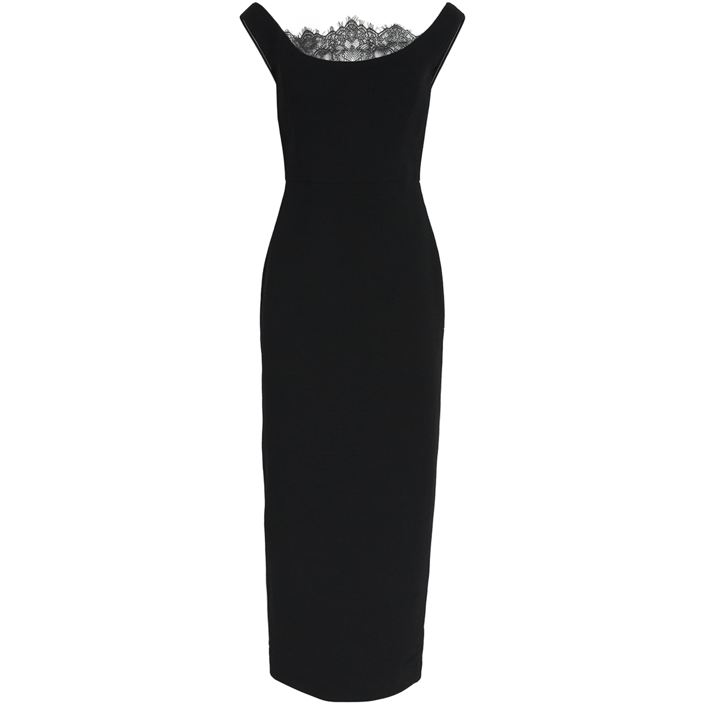 Roland Mouret Black Wool-Lace Midi Dress